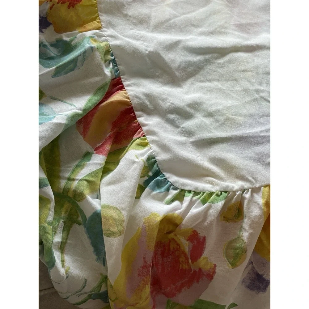 Vintage Westpoint Stevens Queen Bedskirt & 2‎ Pillow Shams Set Floral Colorful